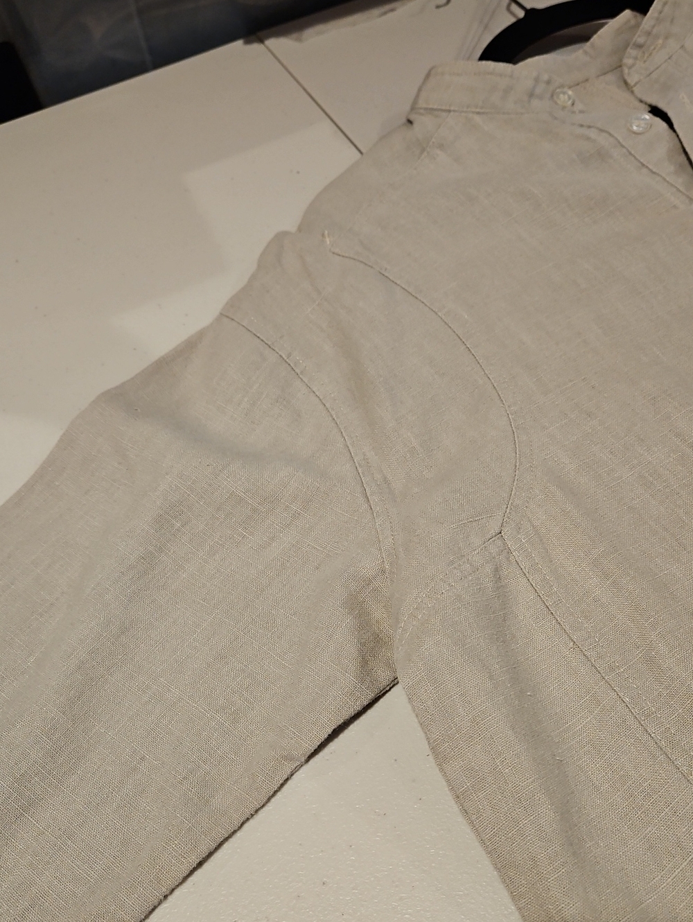 Linen Henley High Quality Construction In Stone Taupe 0013 - Picture 10 of 11